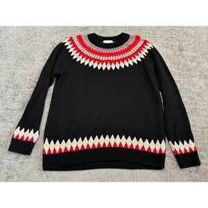 Charter Club Sweater Mens Medium Blue Fair Isle Knit Nordic Pattern Pullover